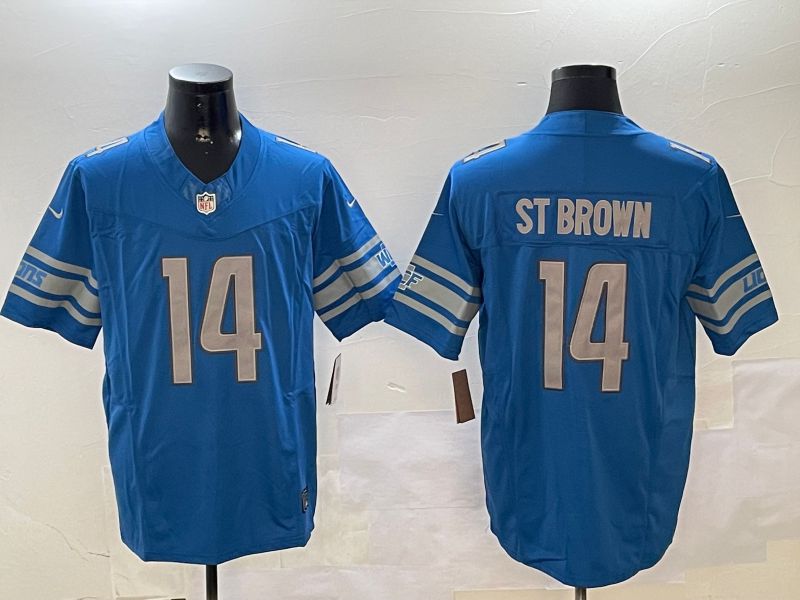 Men Detroit Lions #14 St Brown Blue three generations 2024 Nike Limited NFL Jersey style 1102->detroit lions->NFL Jersey